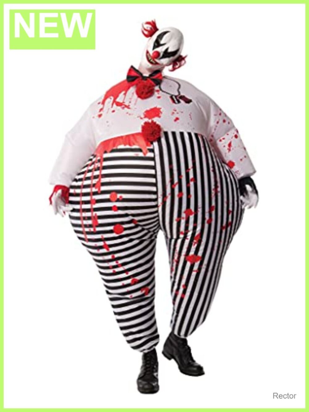 Adult Evil Clown Inflatable Costume Jumpsuit Mask Fan Halloween Cosplay